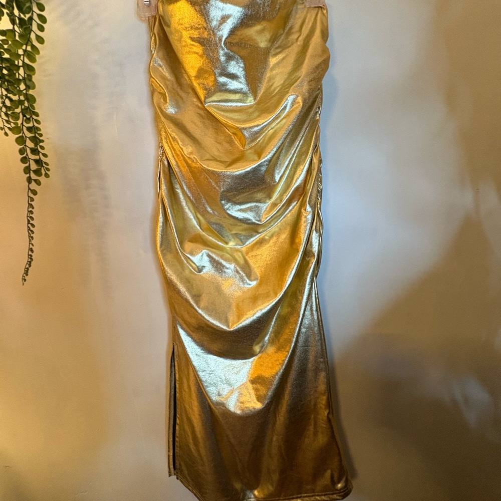 SHEIN Shimmering Gold Maxi Skirt
